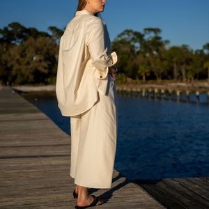 Ansea Twill Button Down Shirt & Wide Leg Pant
